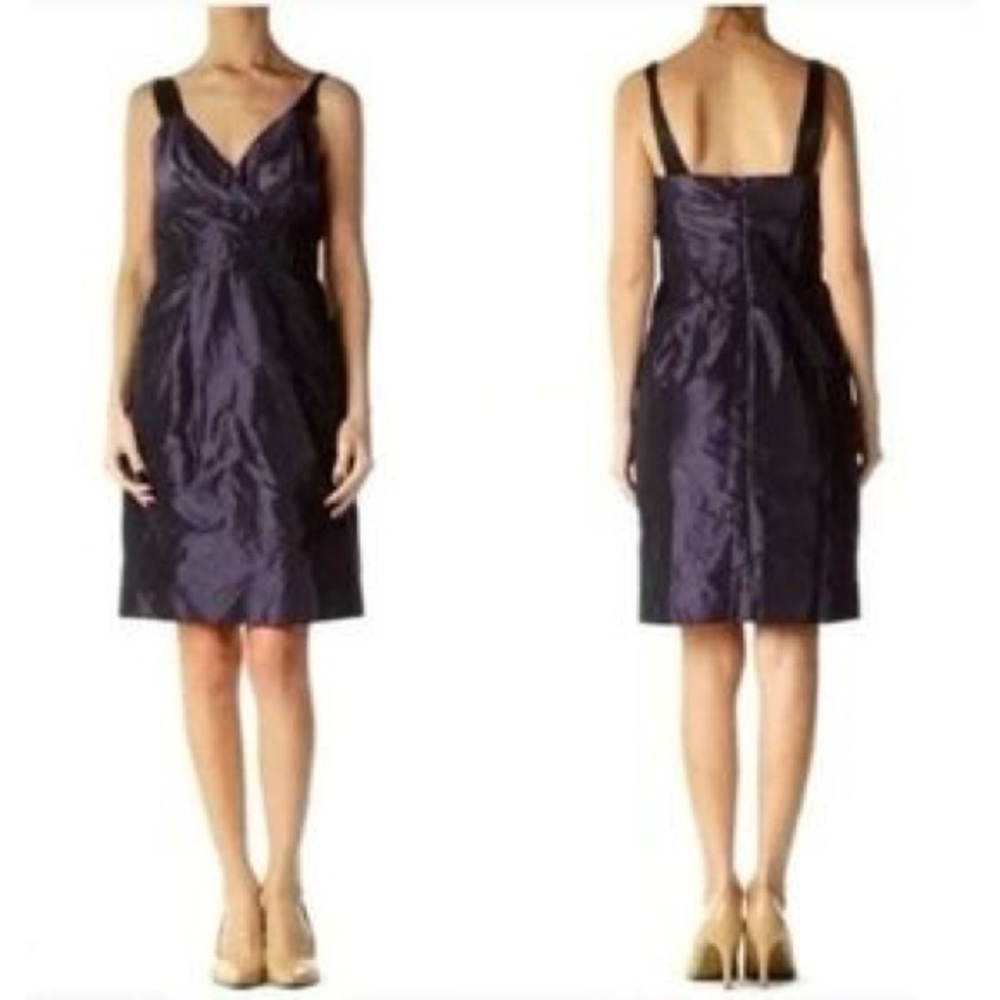 NWT Banana Republic Sleeveless V-Neck Midi Dress in Metallic Raisin Silk